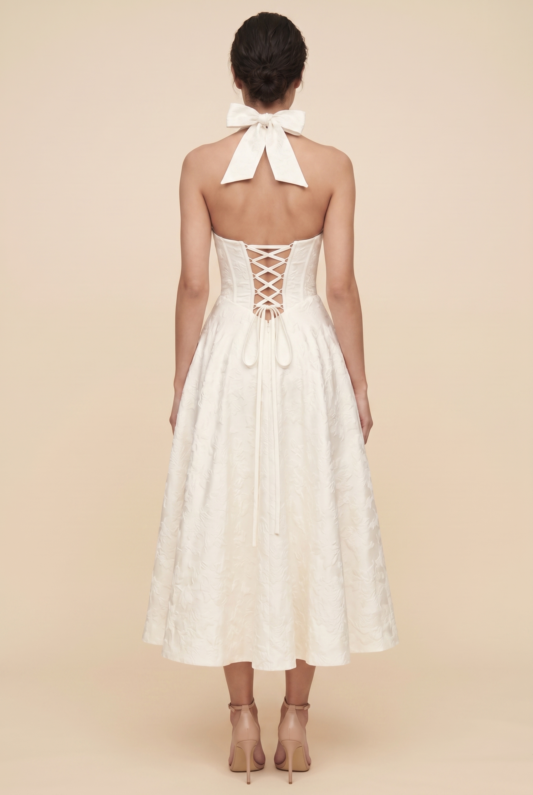 STEPHANIE MIDI DRESS Ivory back