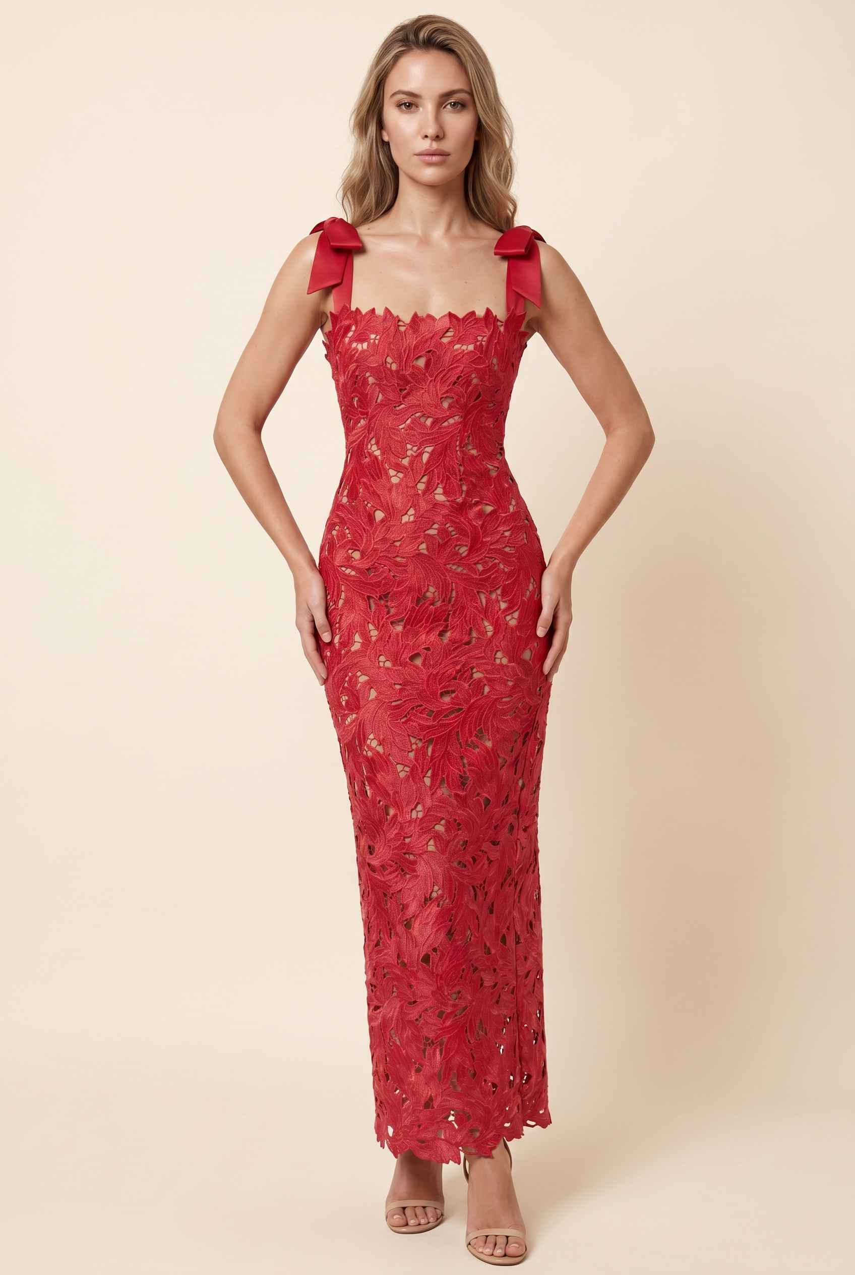 JENNY MAXI DRESS Red front