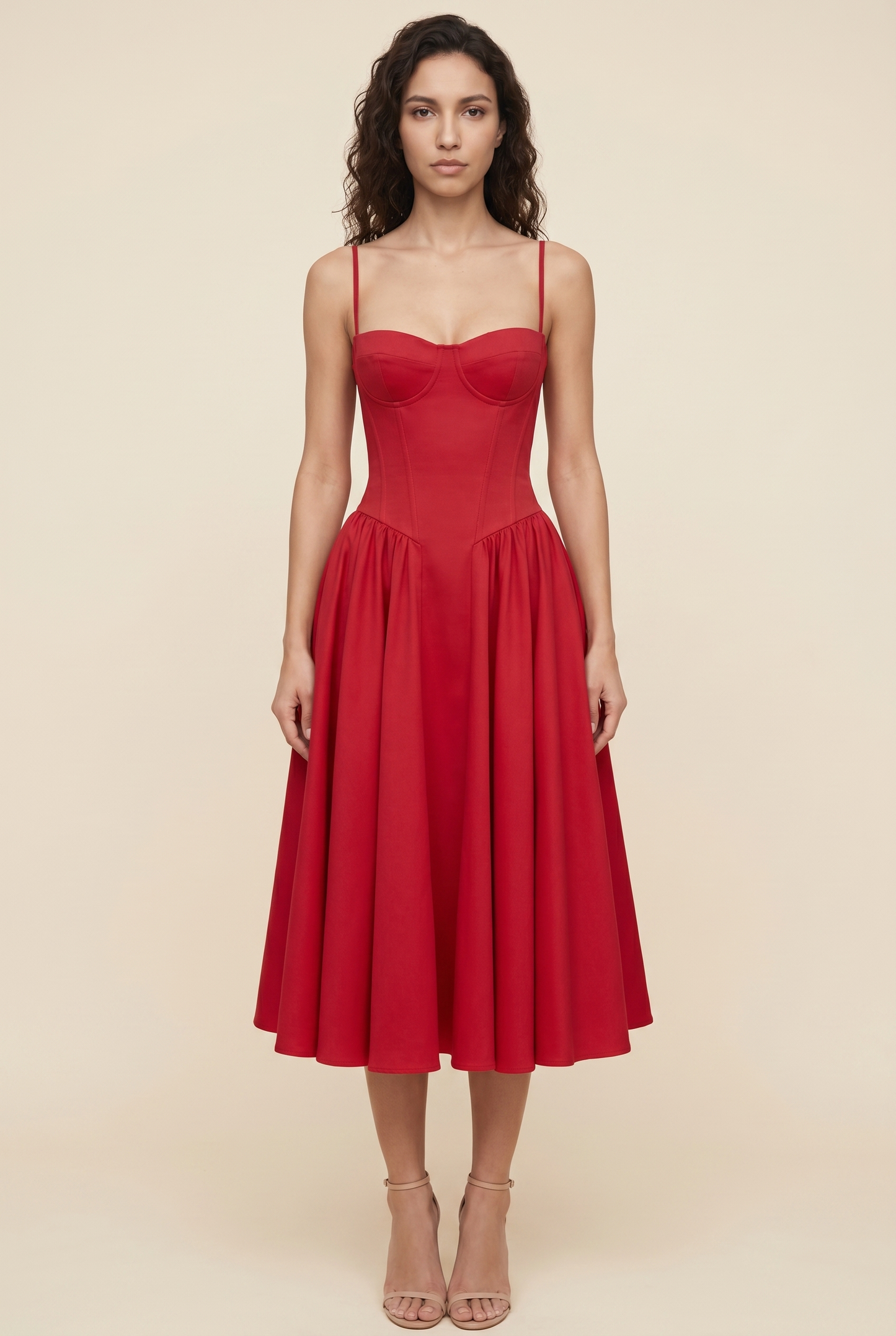 BEA MIDI DRESS Crimson Red front