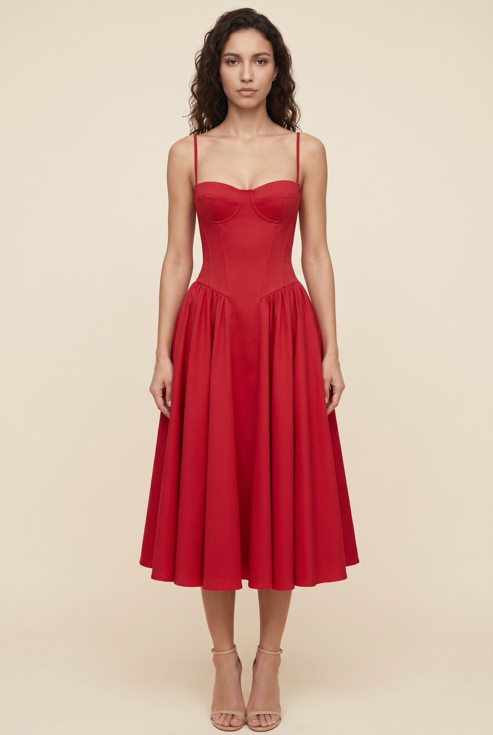 BEA MIDI DRESS Crimson Red front