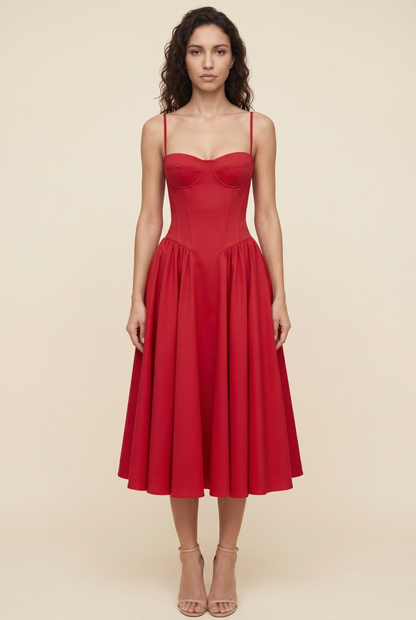 BEA MIDI DRESS Crimson Red front