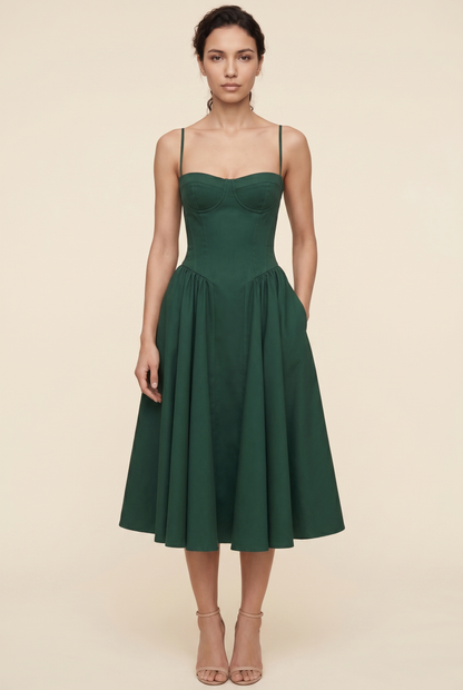 BEA MIDI DRESS Emerald Green front
