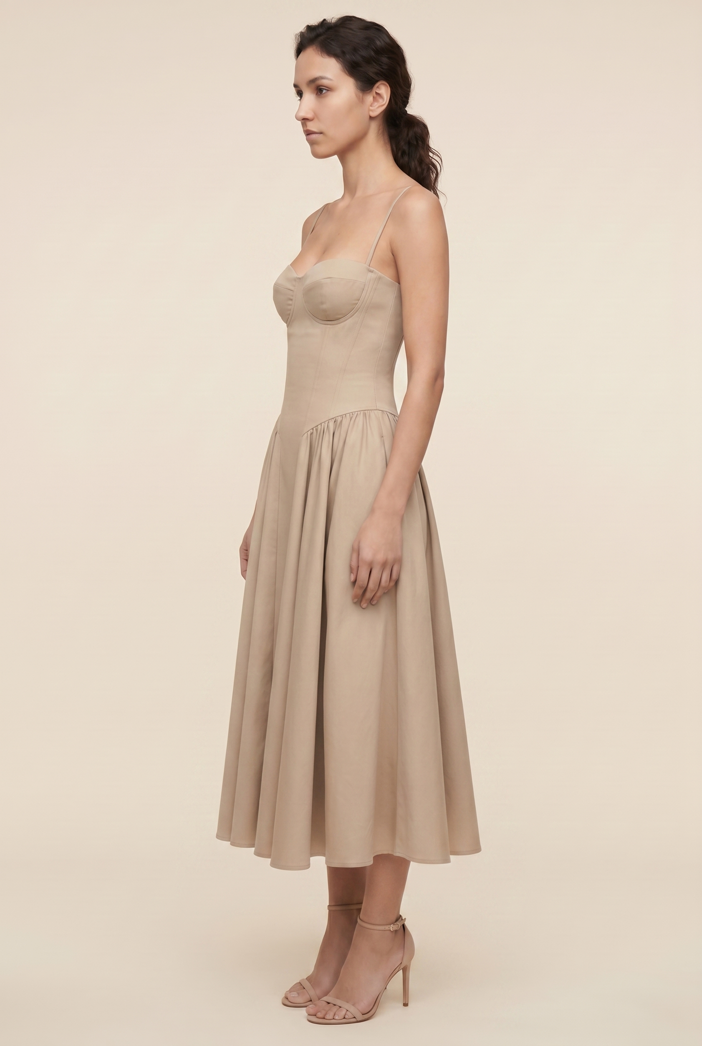 BEA MIDI DRESS Champagne Beige side