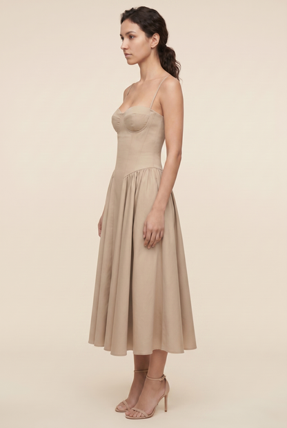 BEA MIDI DRESS Champagne Beige side
