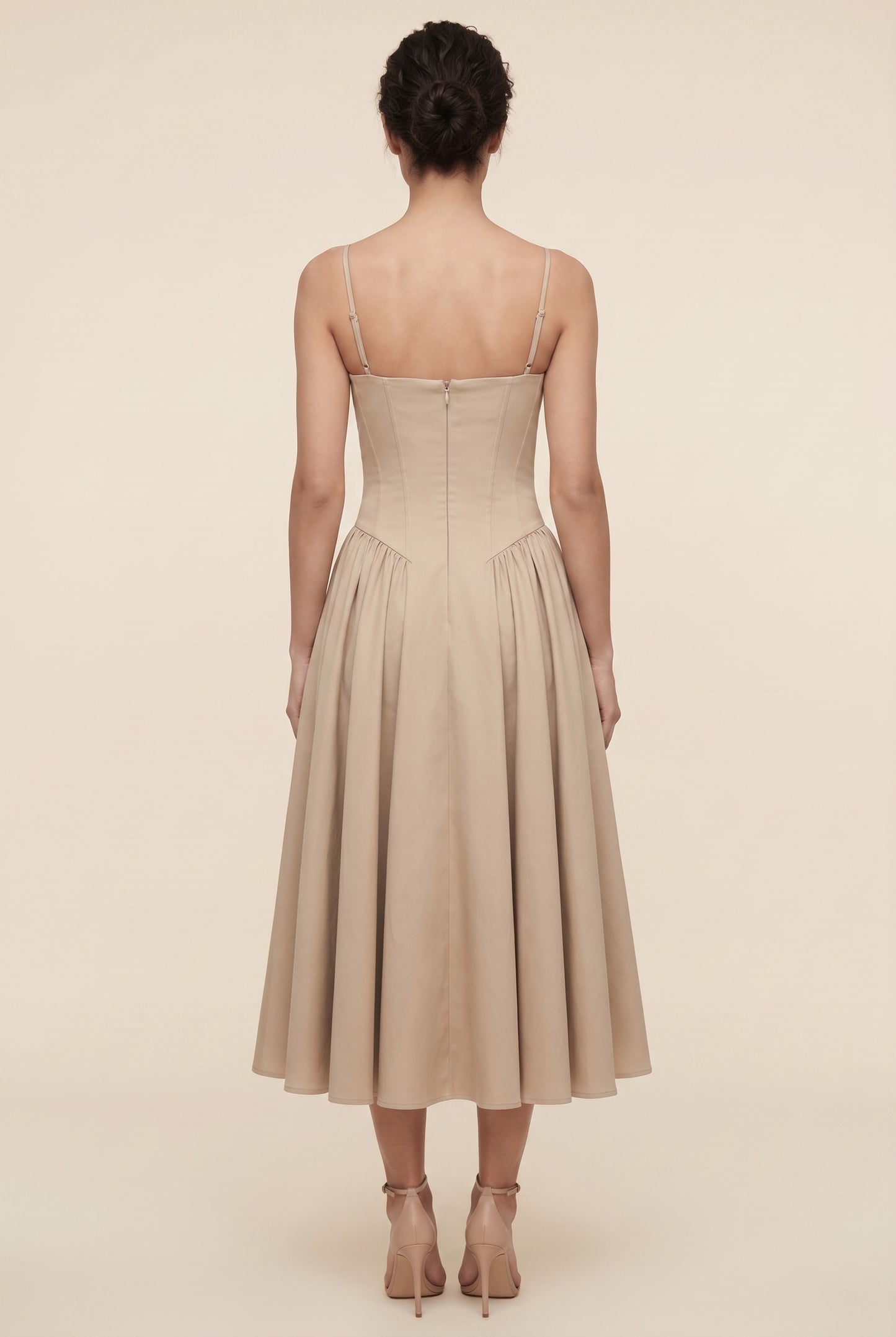 BEA MIDI DRESS Champagne Beige back