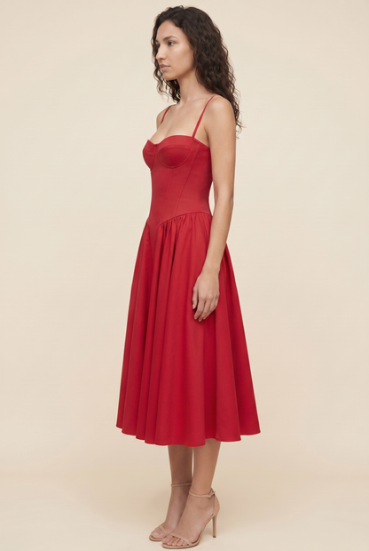 BEA MIDI DRESS Crimson Red side