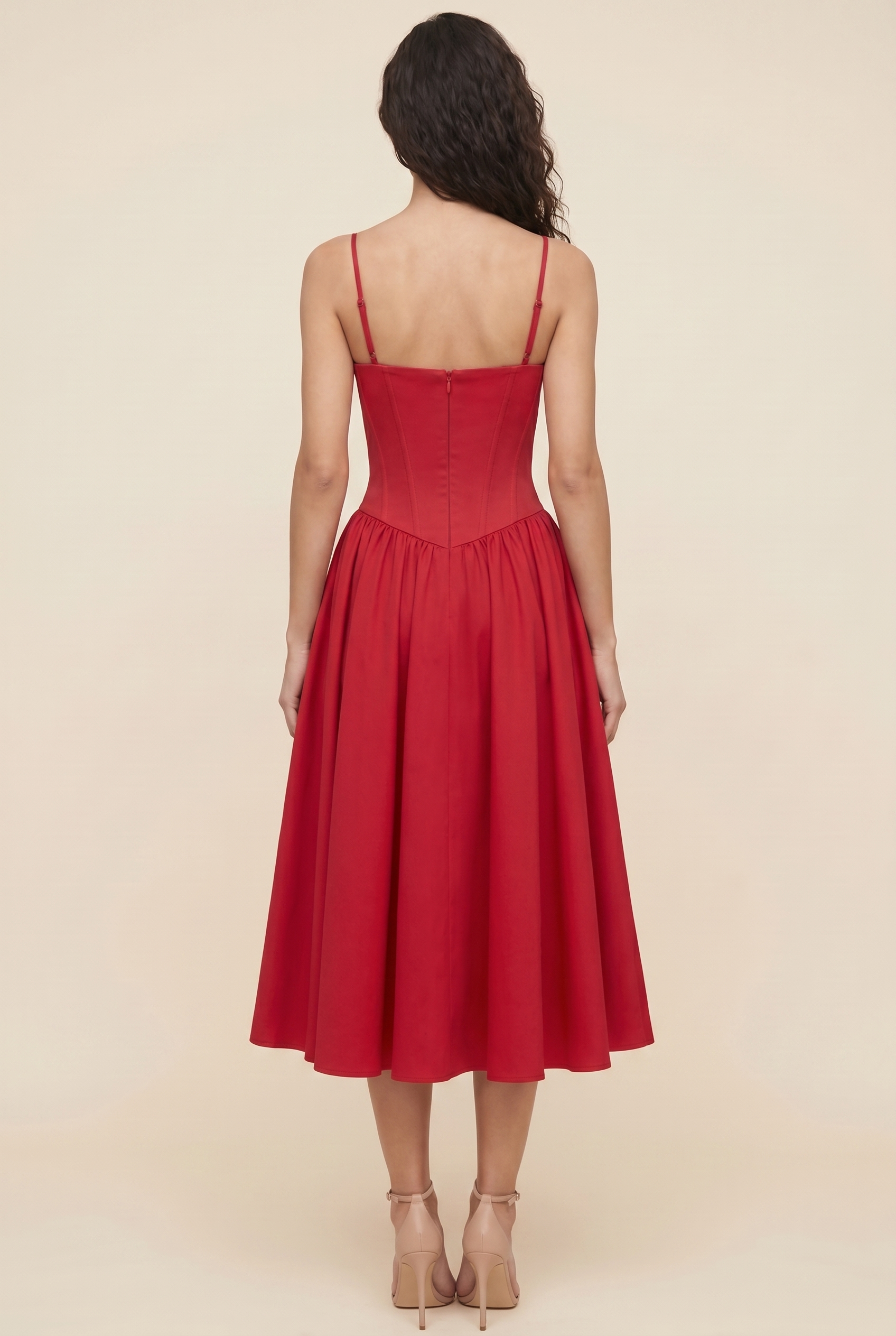 BEA MIDI DRESS Crimson Red back
