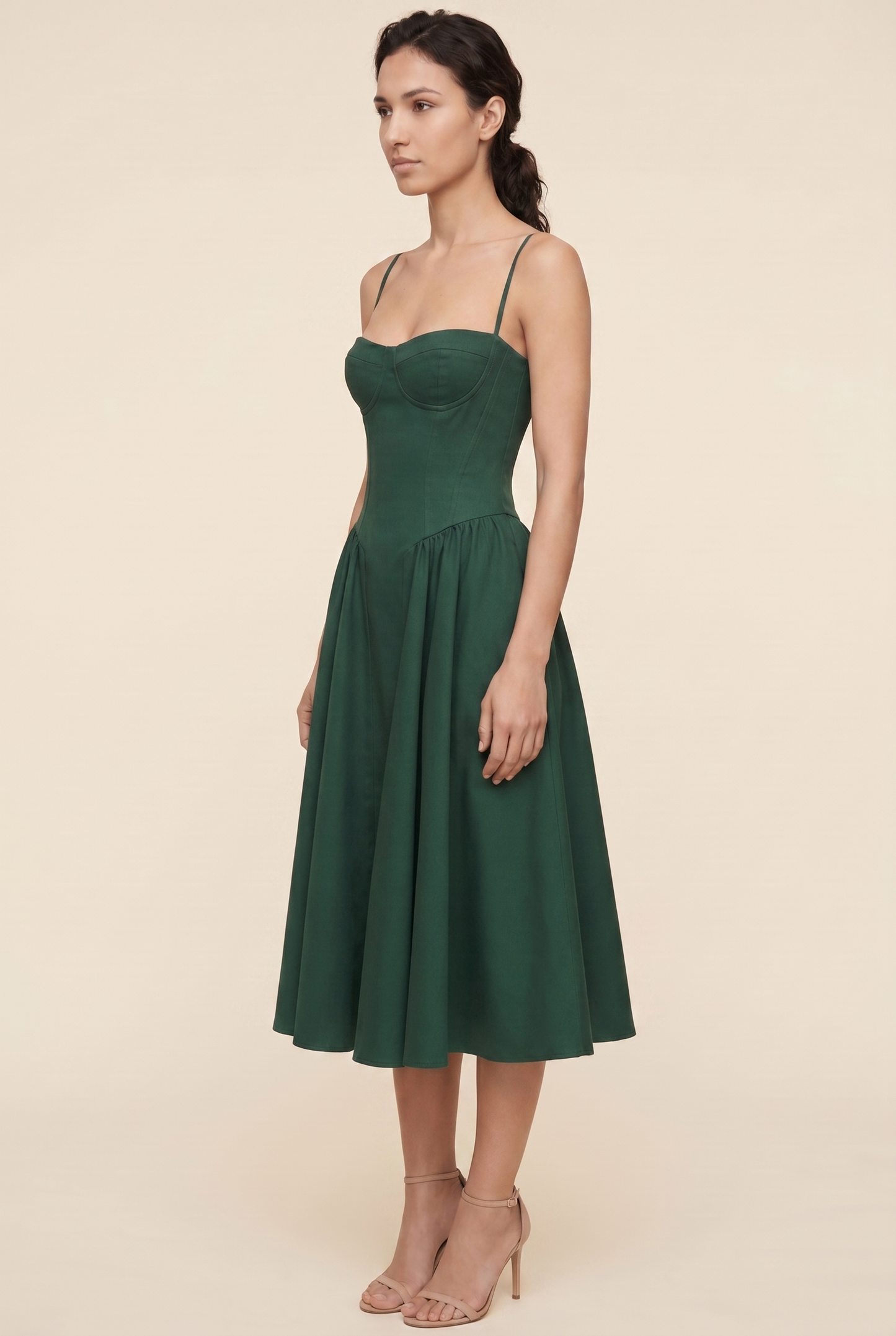 BEA MIDI DRESS Emerald Green side