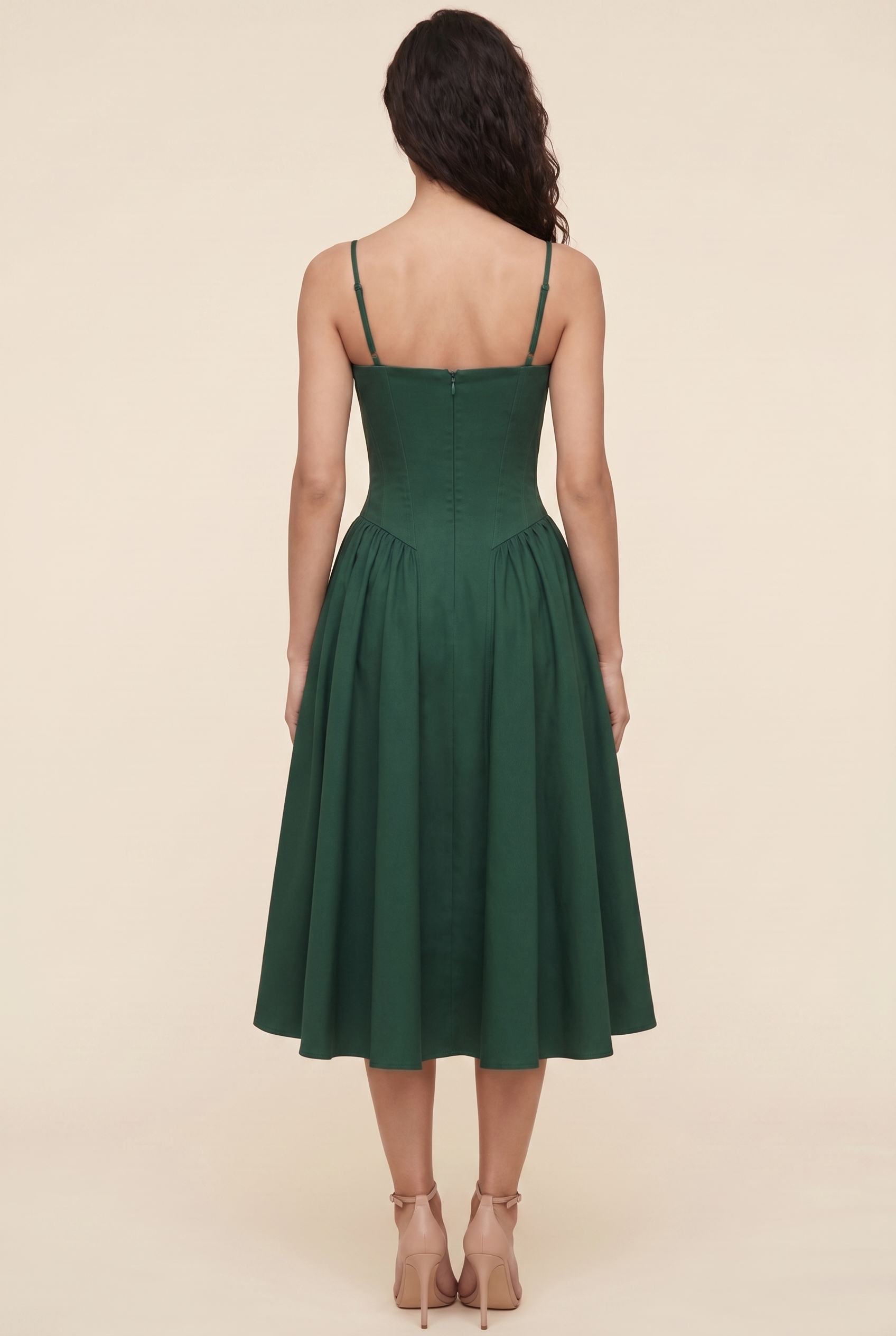 BEA MIDI DRESS Emerald Green back