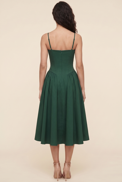BEA MIDI DRESS Emerald Green back