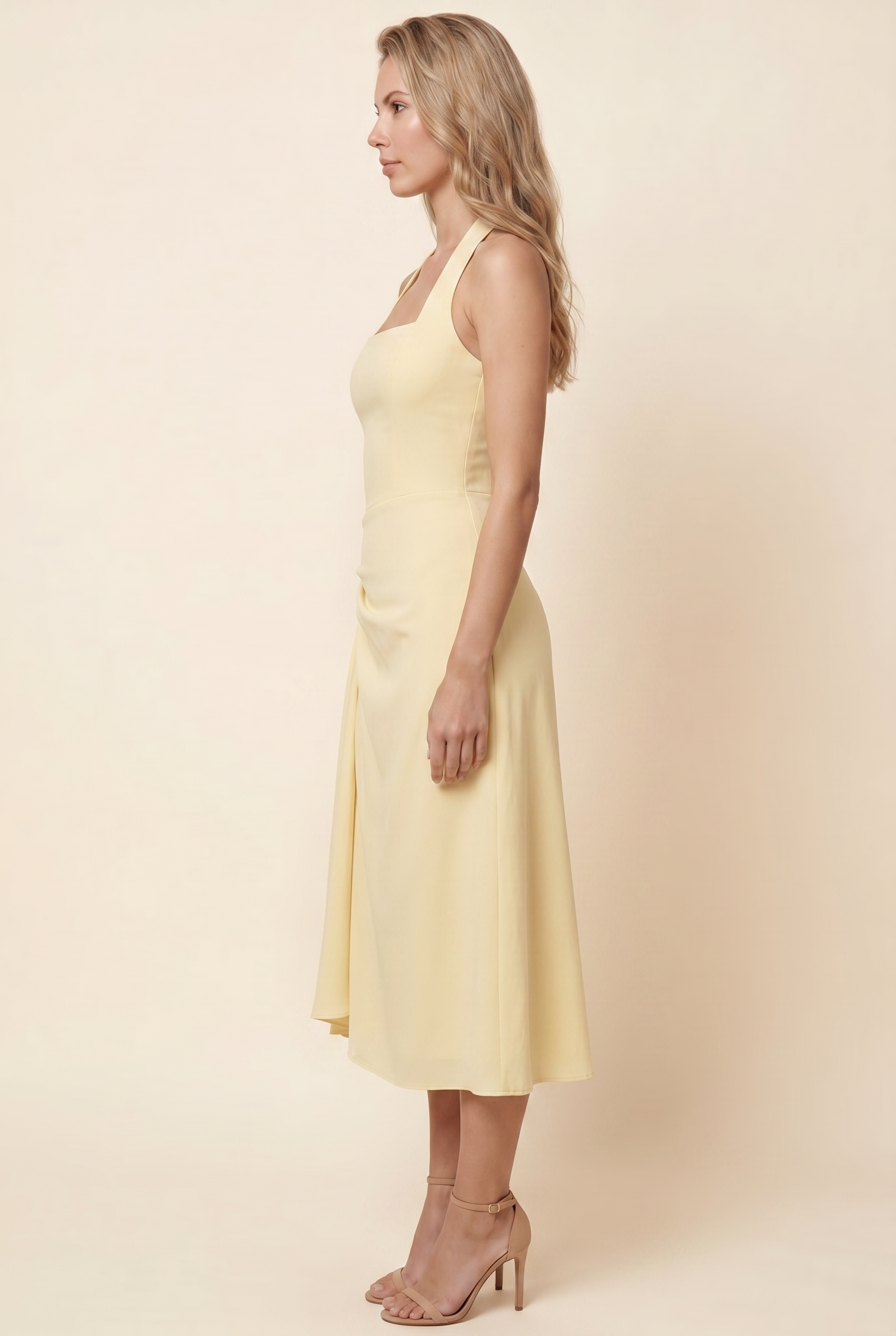 WHITNEY MIDI DRESS Lemon side
