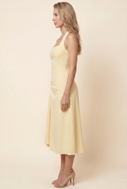 WHITNEY MIDI DRESS Lemon side