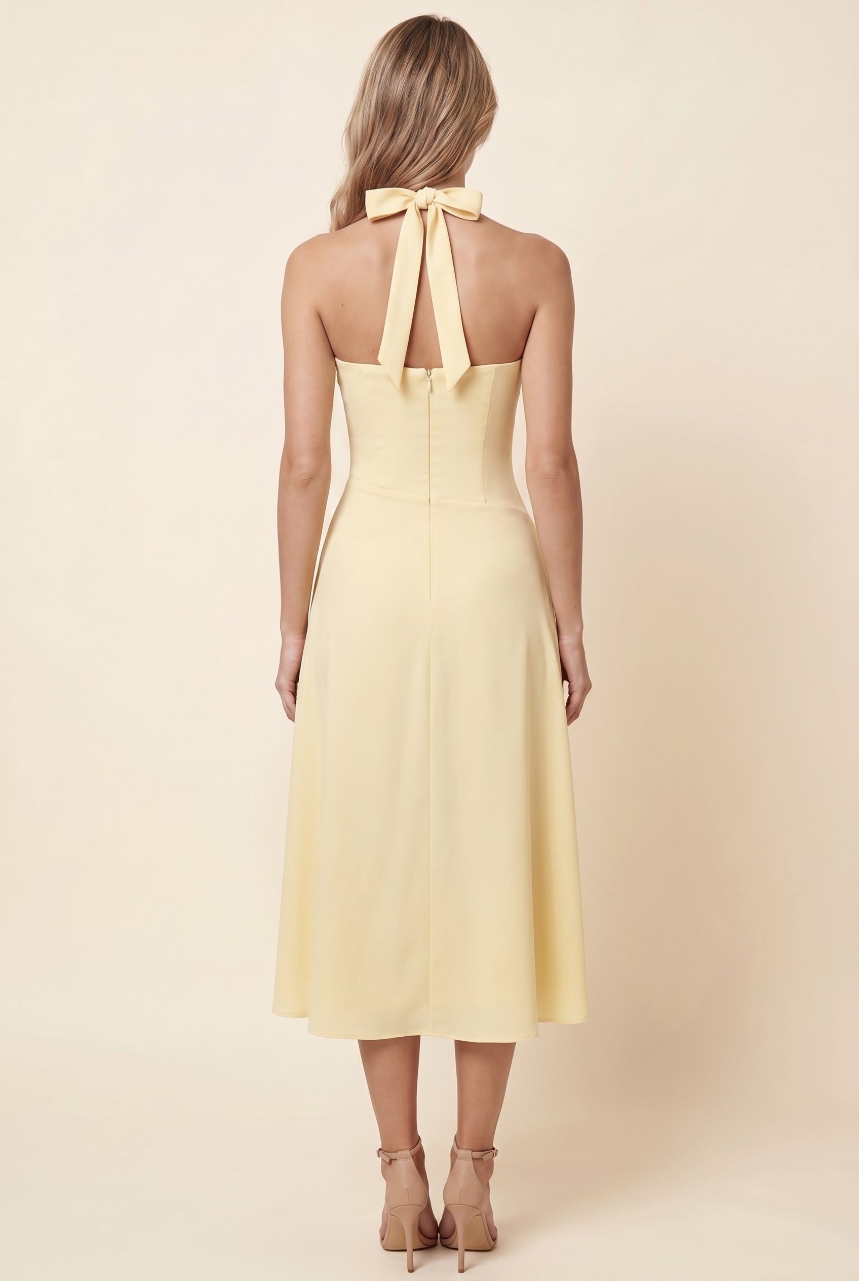 WHITNEY MIDI DRESS Lemon back