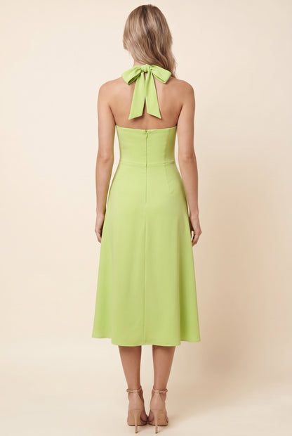 WHITNEY MIDI DRESS Lime Green back