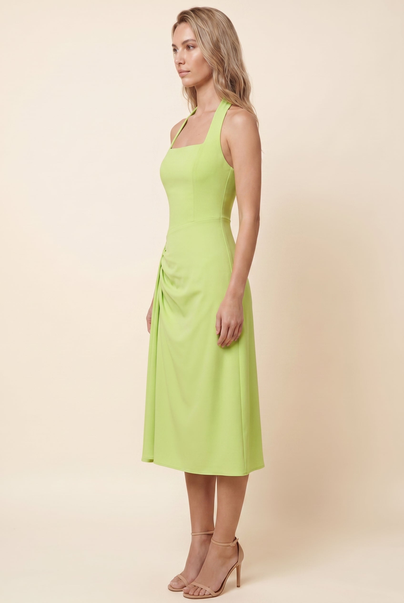 WHITNEY MIDI DRESS Lime Green side