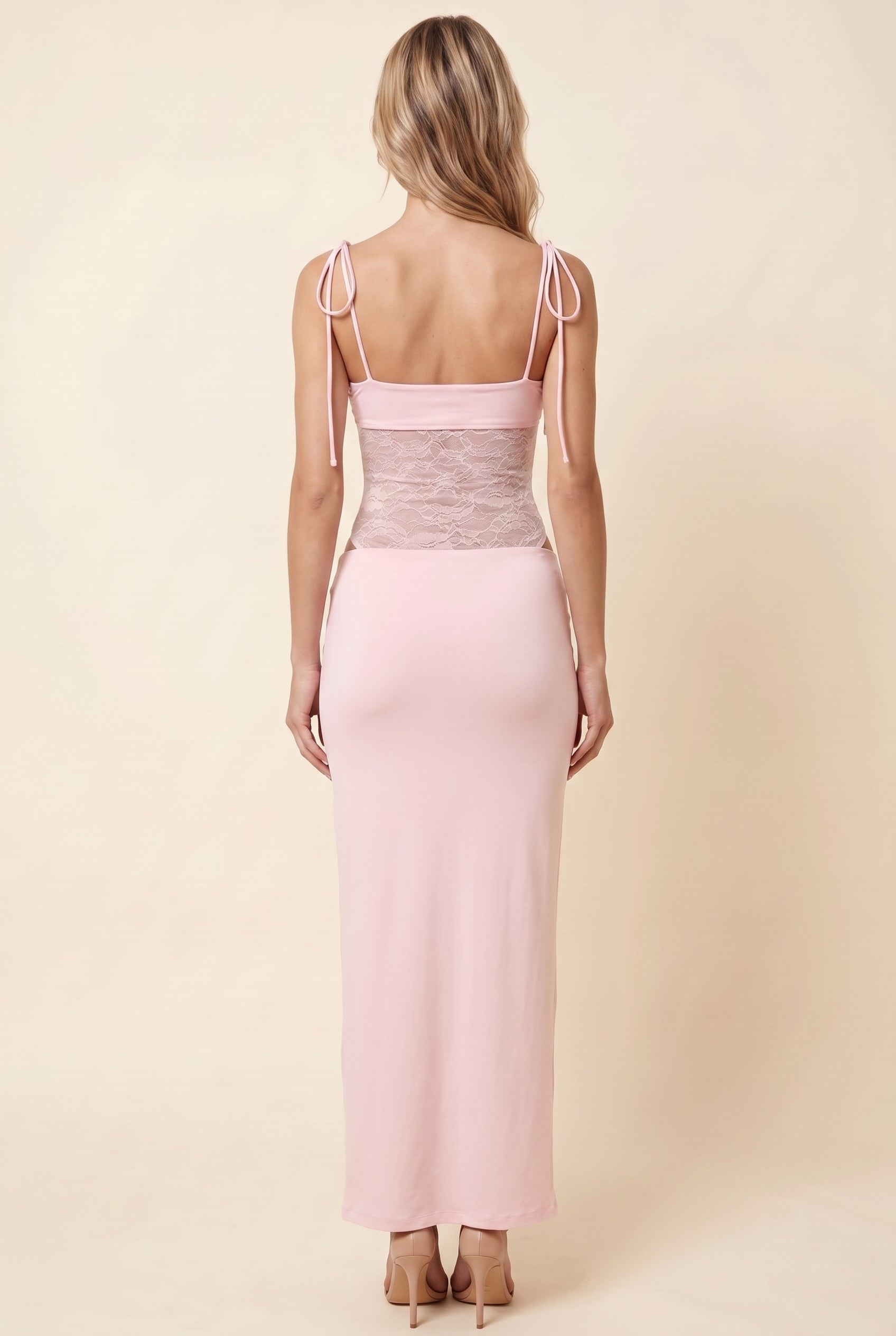 ALEXIA MAXI DRESS Baby Pink back