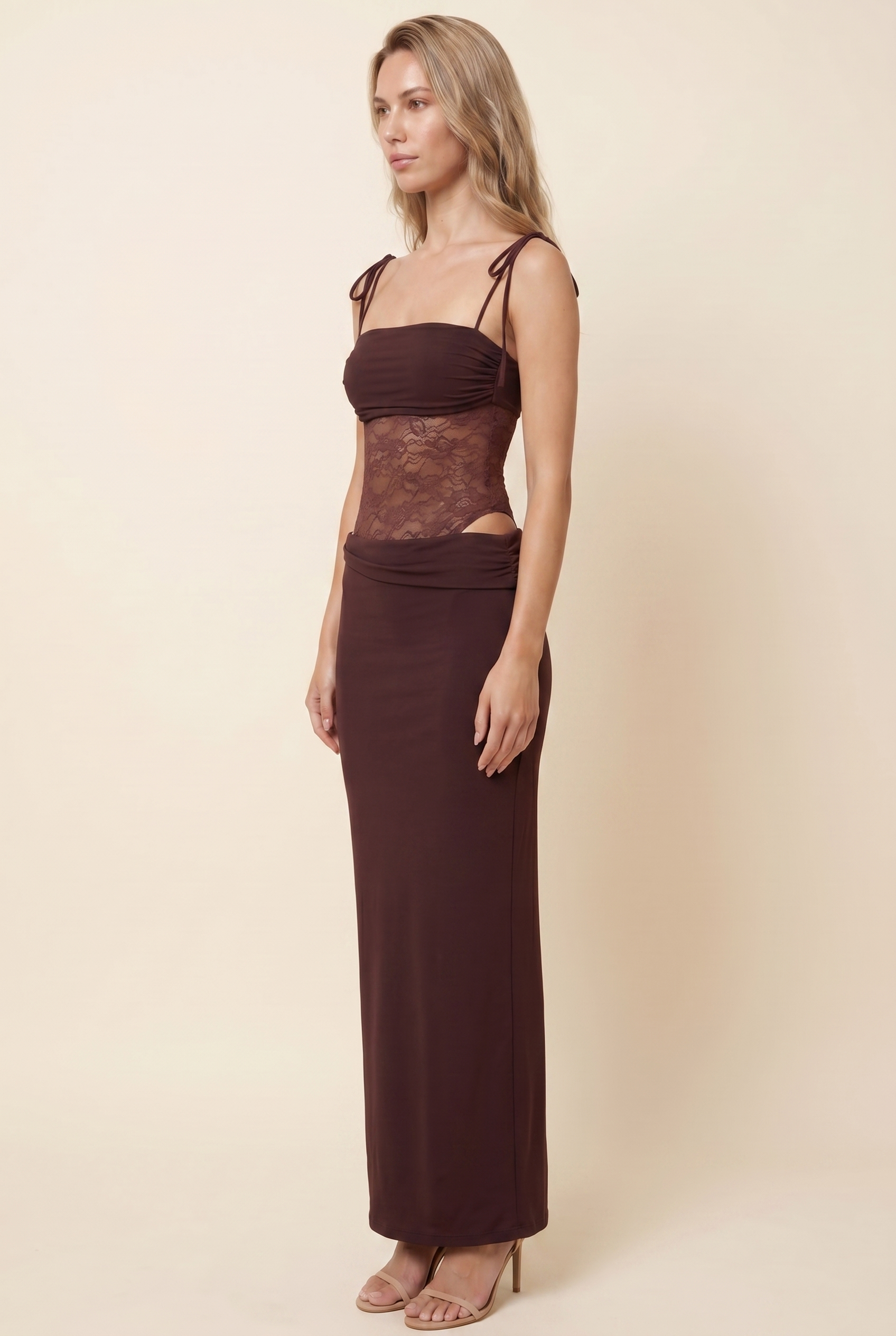 ALEXIA MAXI DRESS Burgundy side