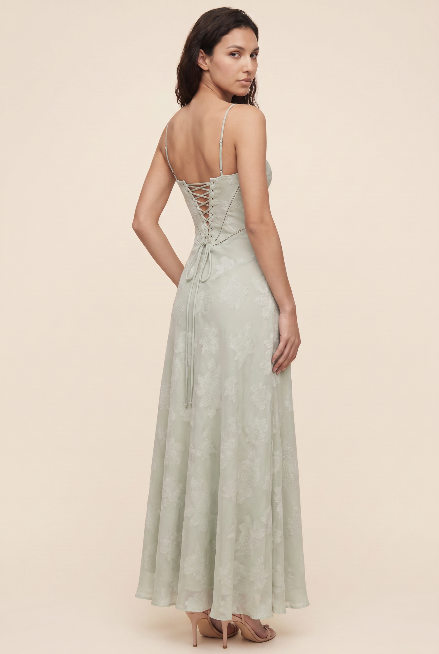 ZARA MAXI DRESS Pistachio back