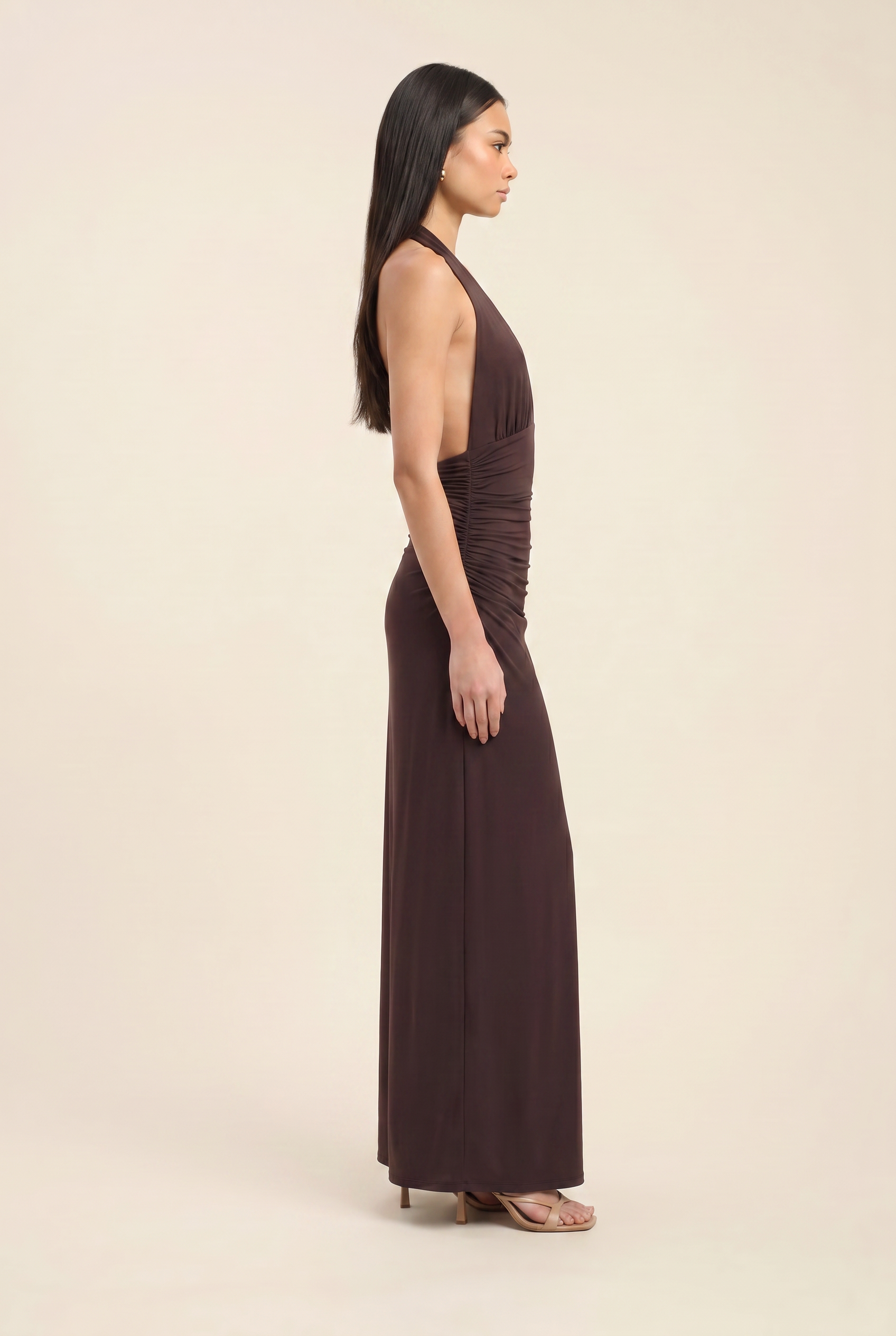 MEGAN MAXI DRESS Dark Mahogany side