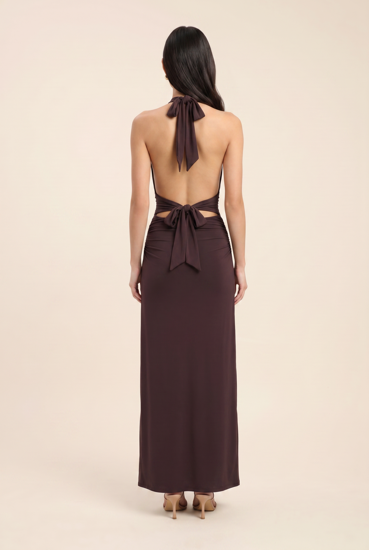 MEGAN MAXI DRESS Dark Mahogany back