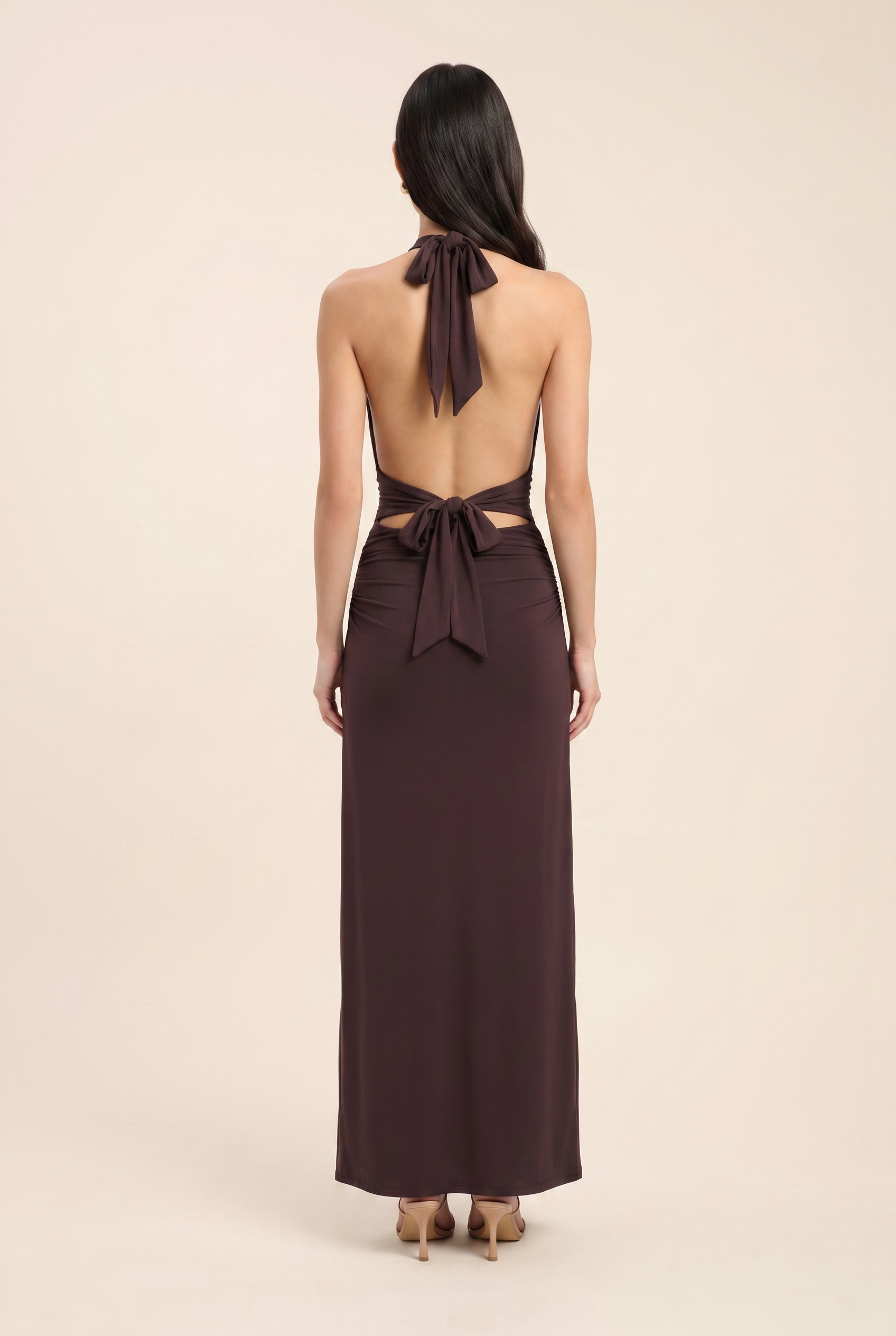 MEGAN MAXI DRESS Dark Mahogany back