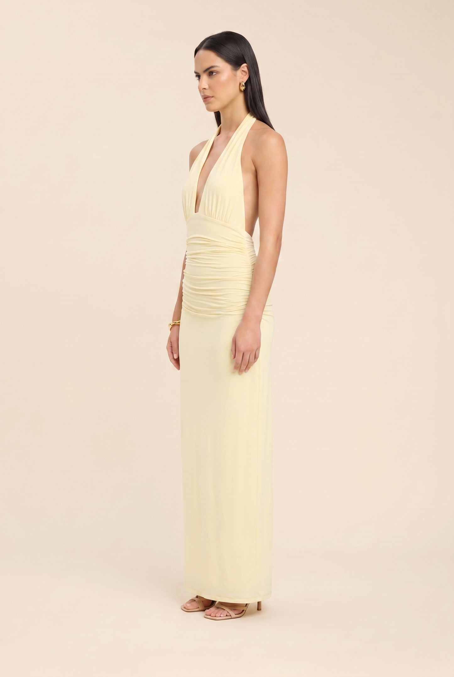 MEGAN MAXI DRESS Butter Popcorn side