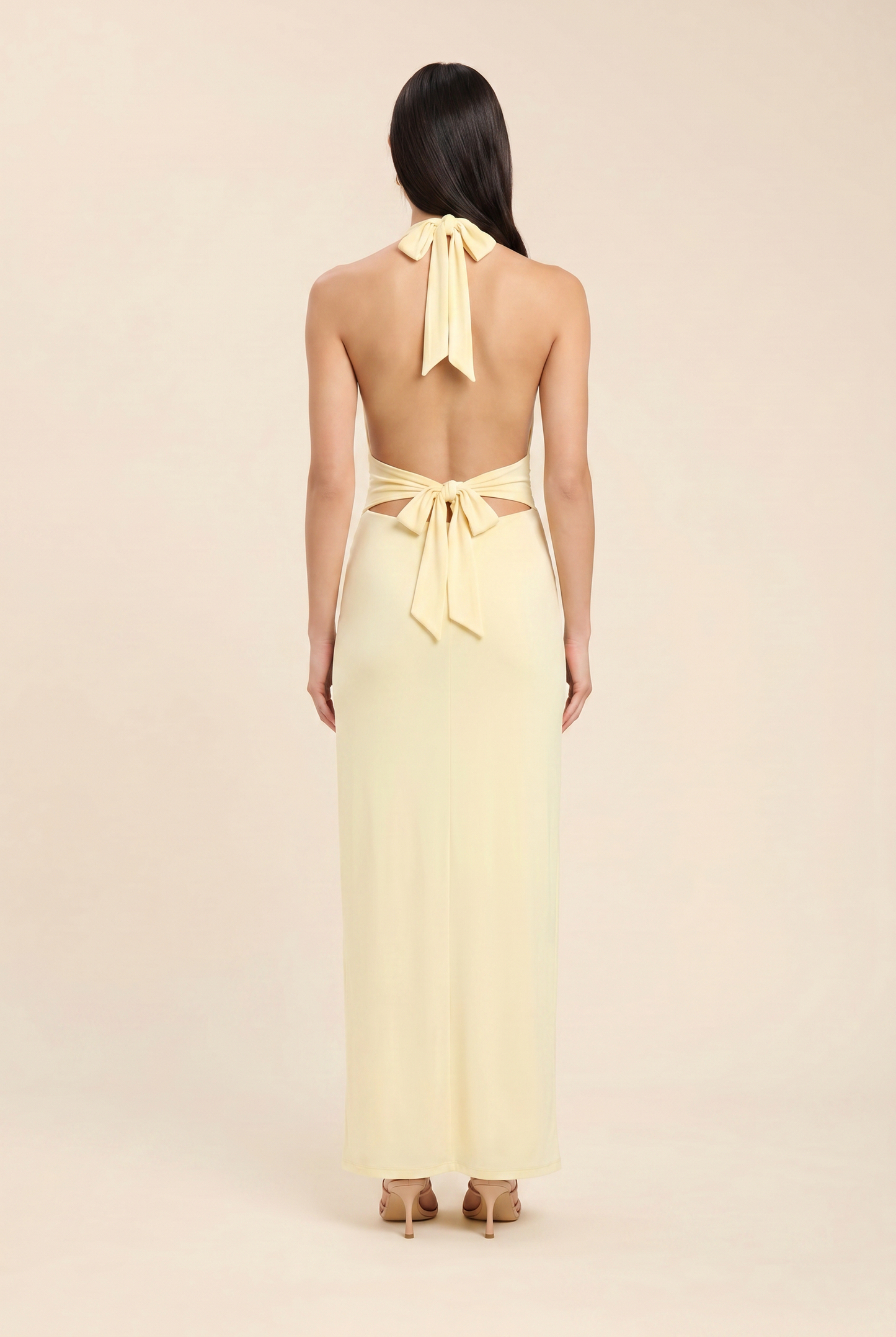 MEGAN MAXI DRESS Butter Popcorn back