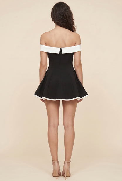 DINA MINI DRESS Black/White back