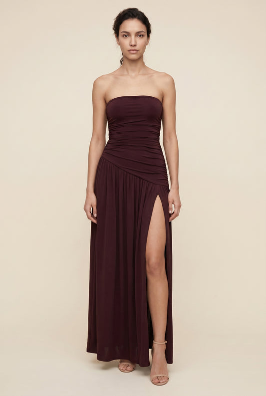 MAROON MAXI DRESS Maroon front