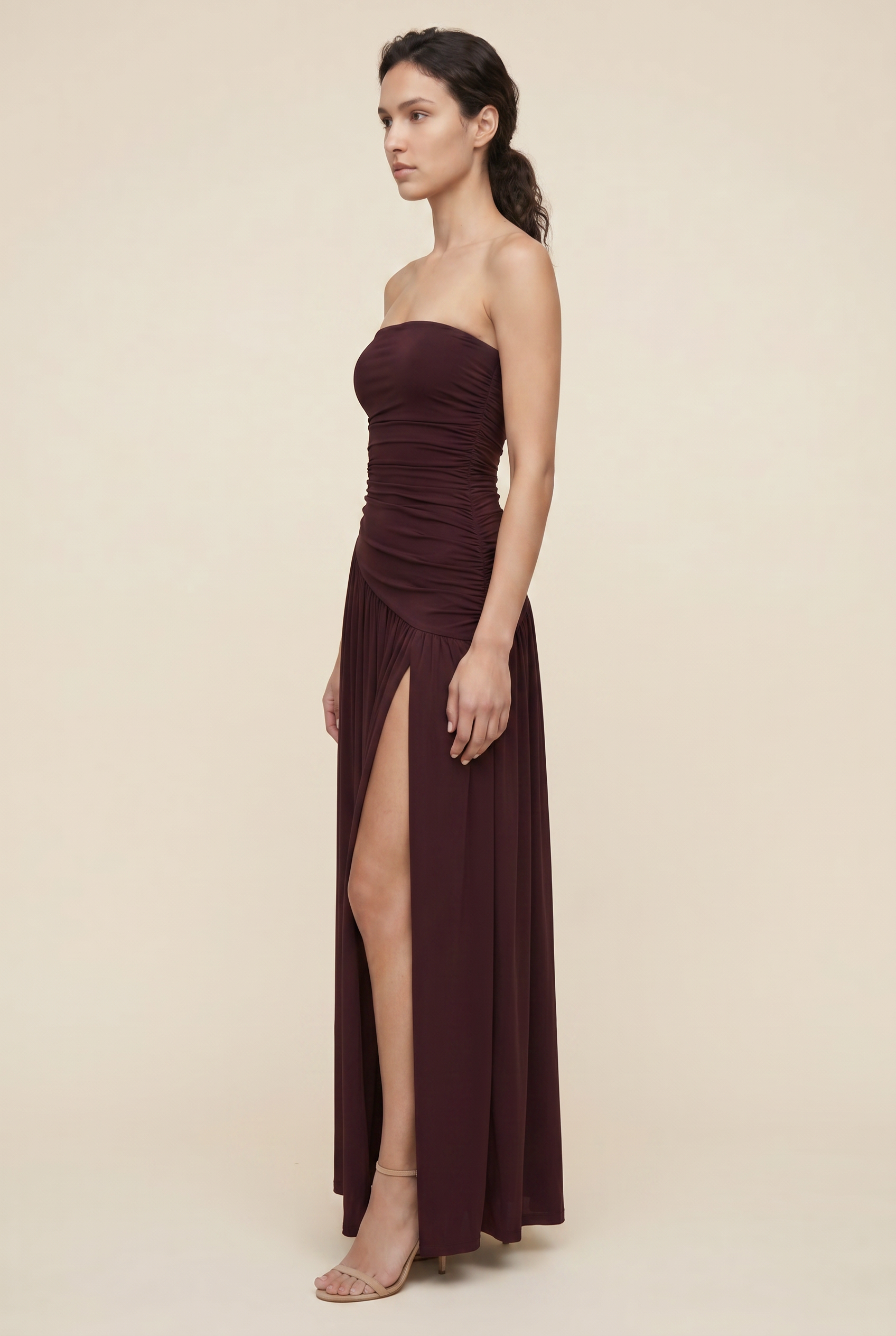 MAROON MAXI DRESS Maroon side