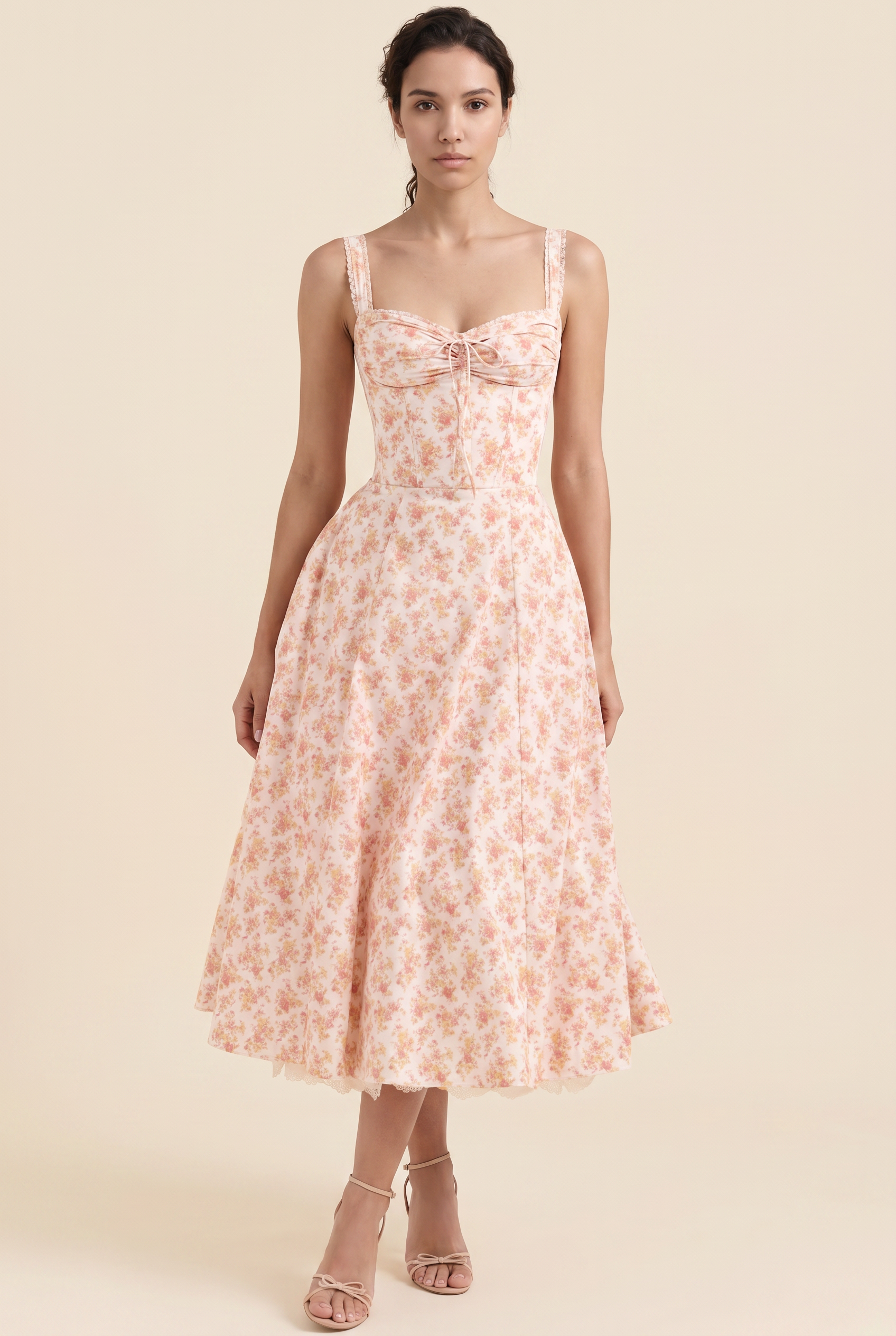 JADE MAXI DRESS Peach Garden front