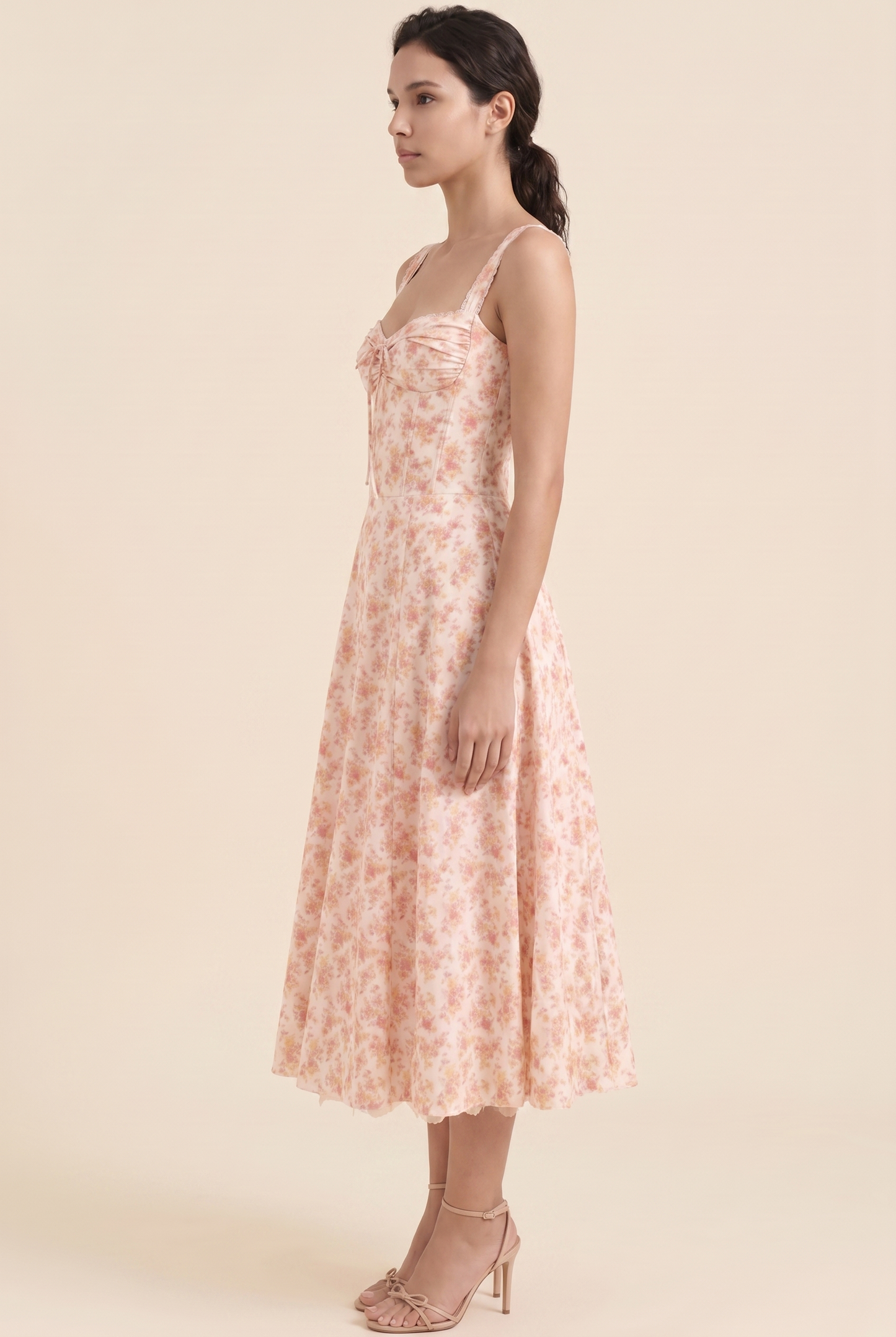 JADE MAXI DRESS Peach Garden side