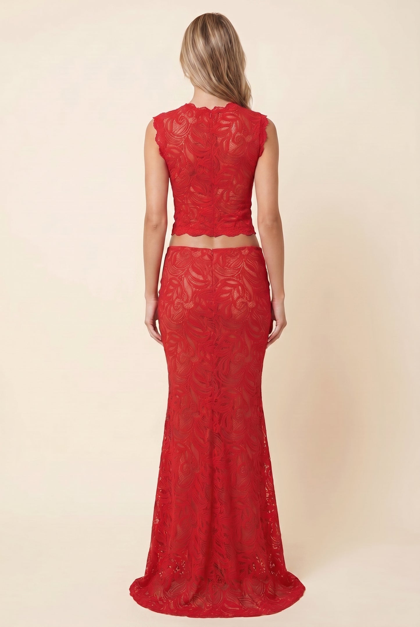LINA LACE SET Red back