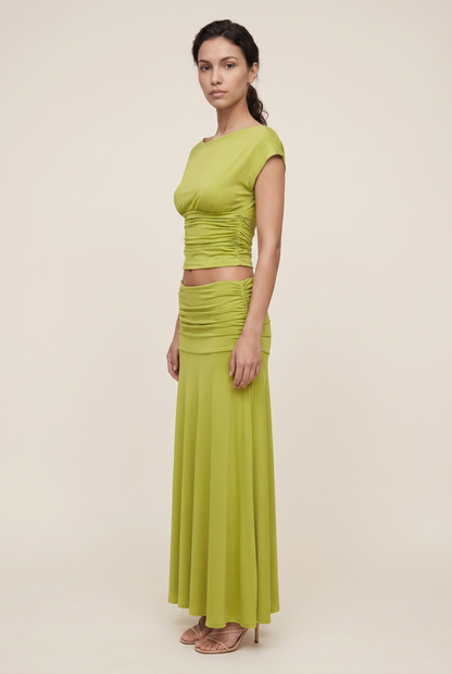 LORA RUCHED MAXI SET Lime Green side