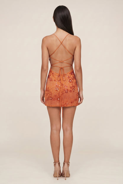 ROMI MINI DRESS Orange back