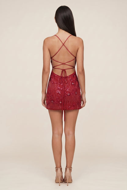 ROMI MINI DRESS Red back