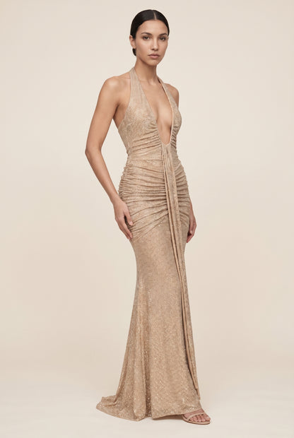 ROSA MAXI DRESS Beige front