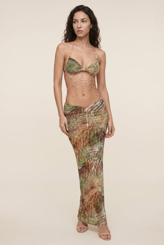 OPHELIA MAXI DRESS Lagrono Sage front