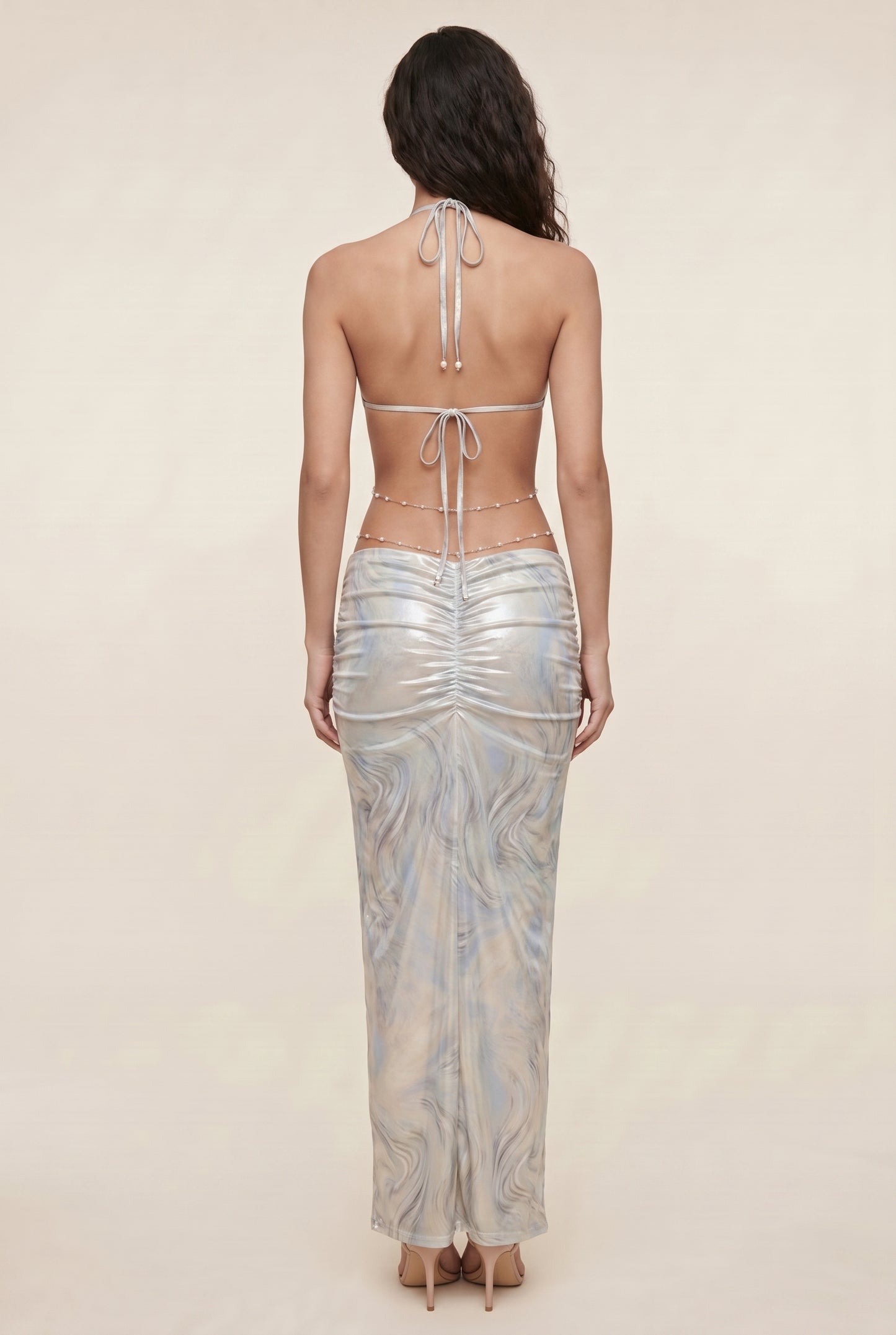 OPHELIA MAXI DRESS Iridescent Pearl back