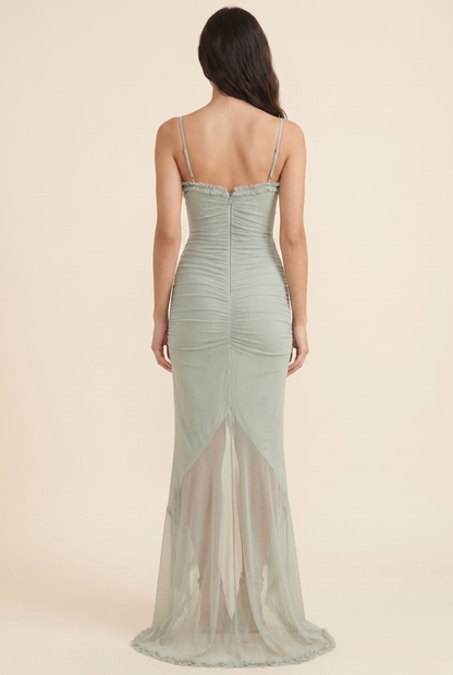 MELINA MAXI DRESS Pistachio back