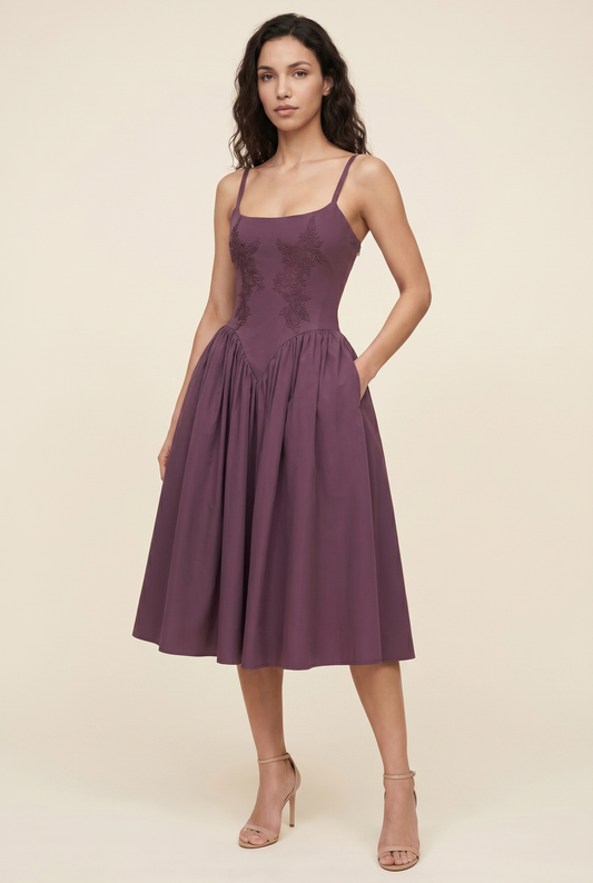 SAMIRA MIDI DRESS Purple front