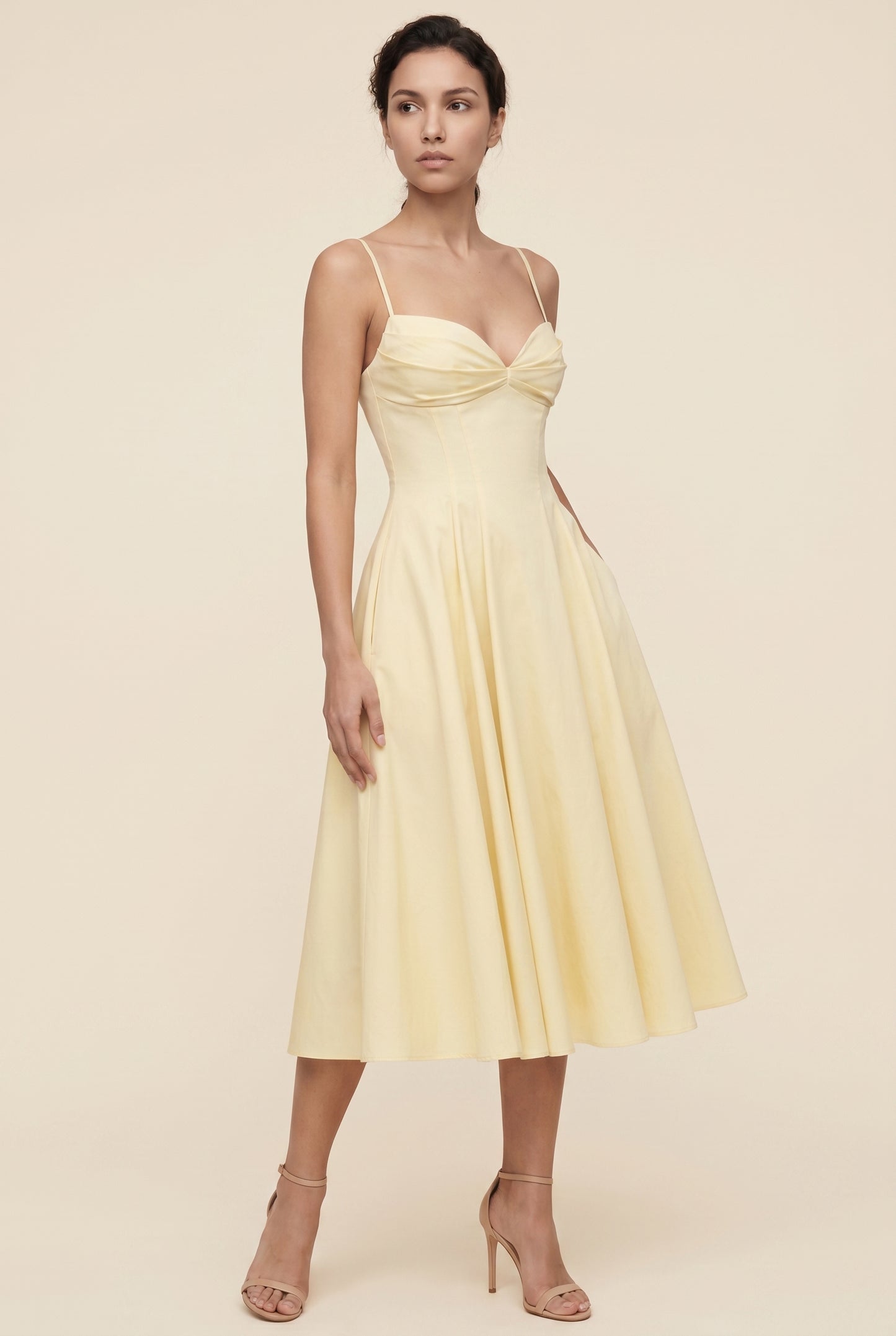CASSIA MIDI DRESS Butter front