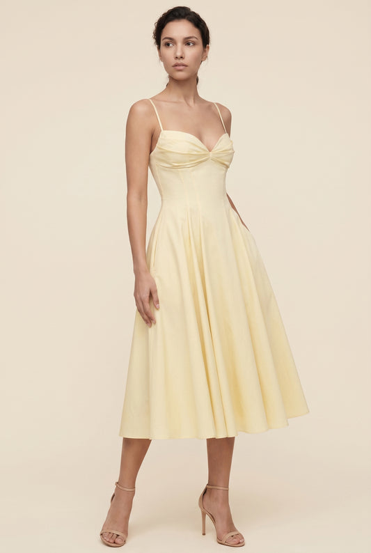 CASSIA MIDI DRESS Butter front