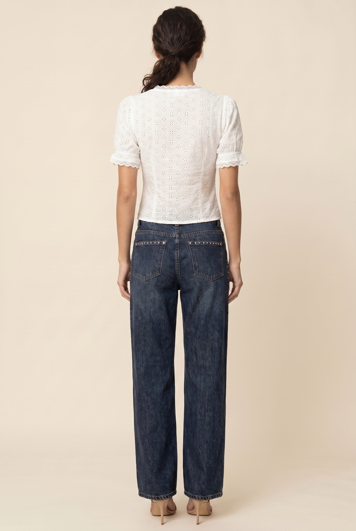 Clementine Lace Tie Top White back