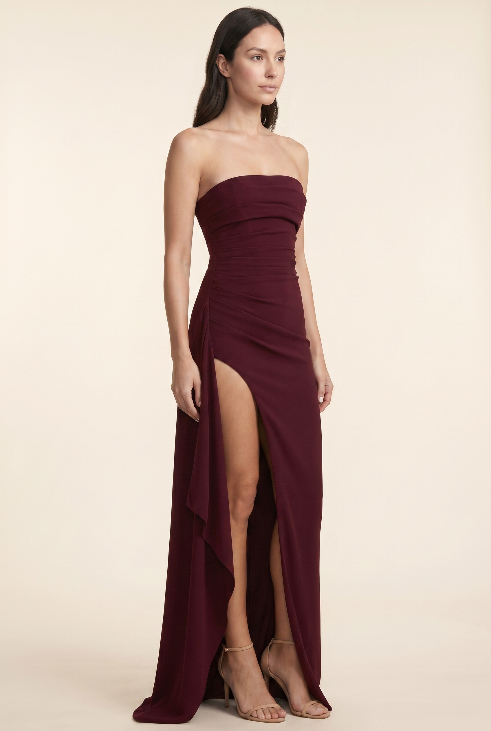 ELISA MAXI DRESS Burgundy front
