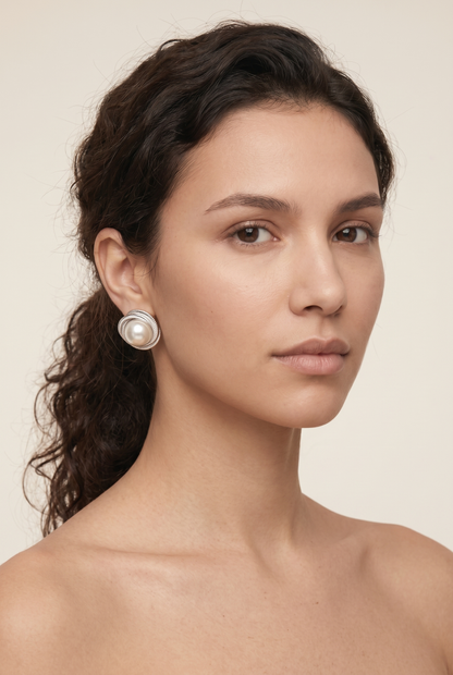 Nova Circle Statement Earrings Silver