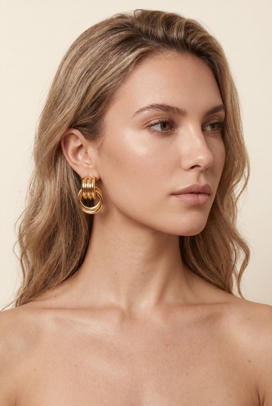 Divina Statement Hoop Earrings Gold