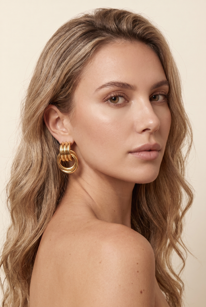 Divina Statement Hoop Earrings Gold