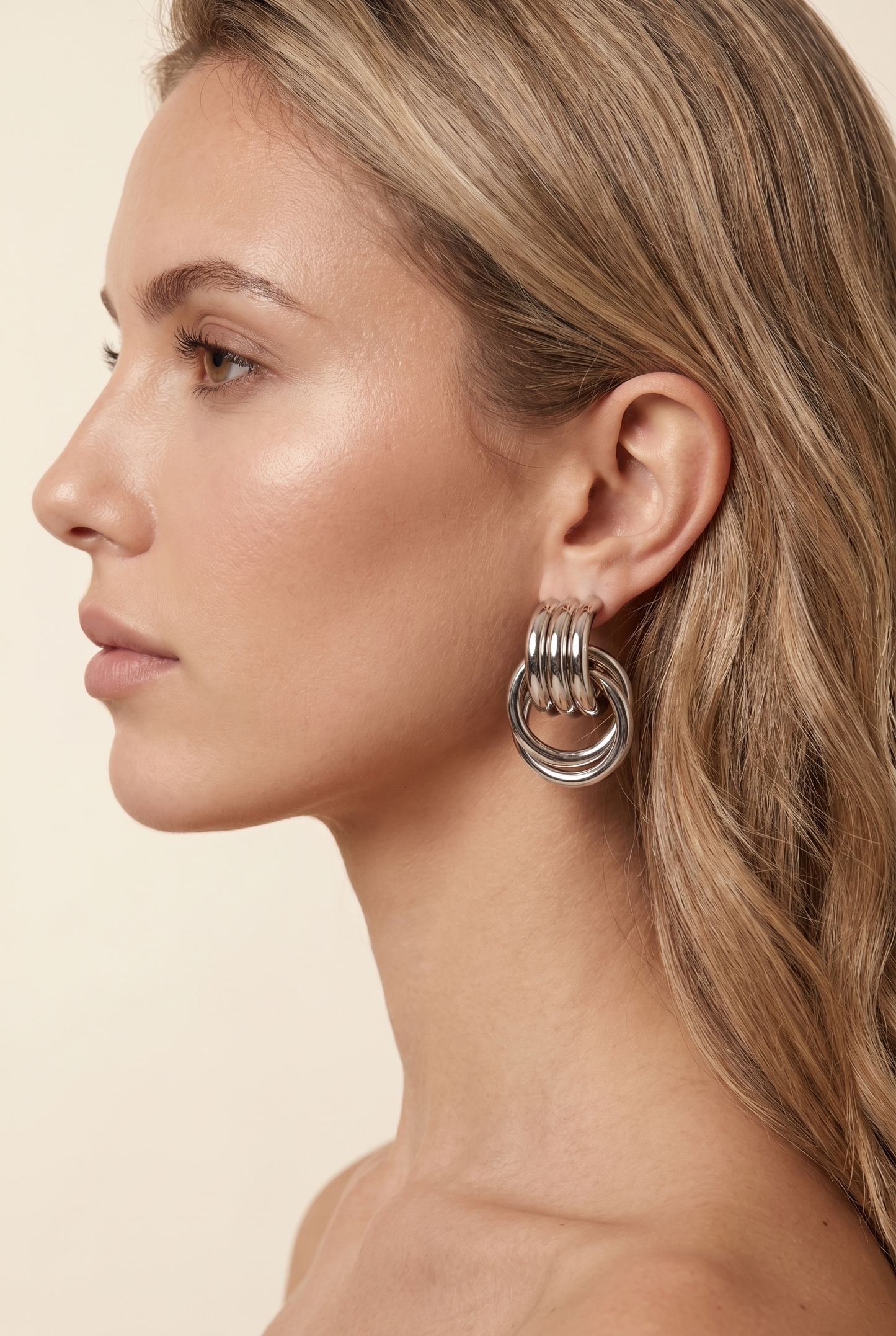 Divina Statement Hoop Earrings Silver