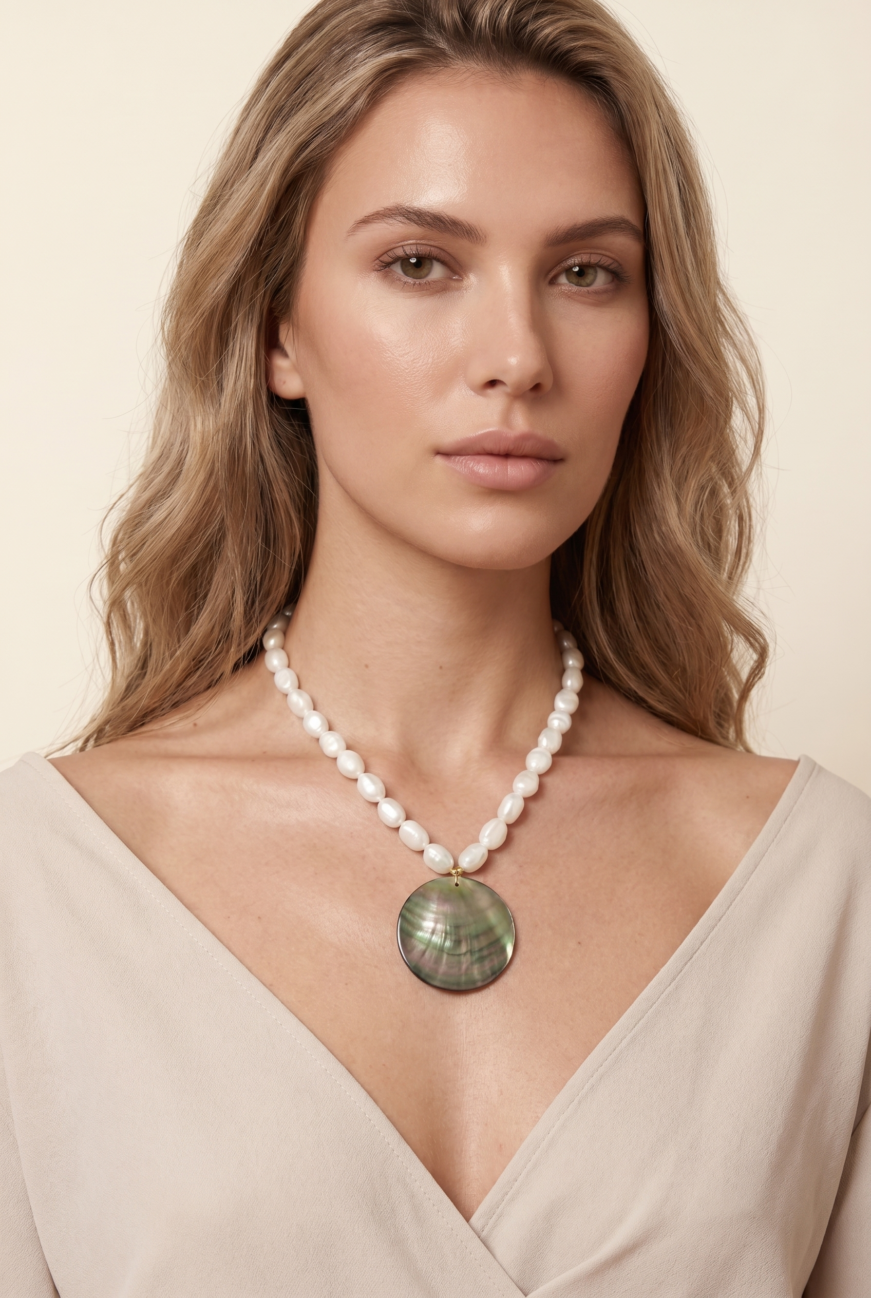 Island Shell Pendant Necklace front